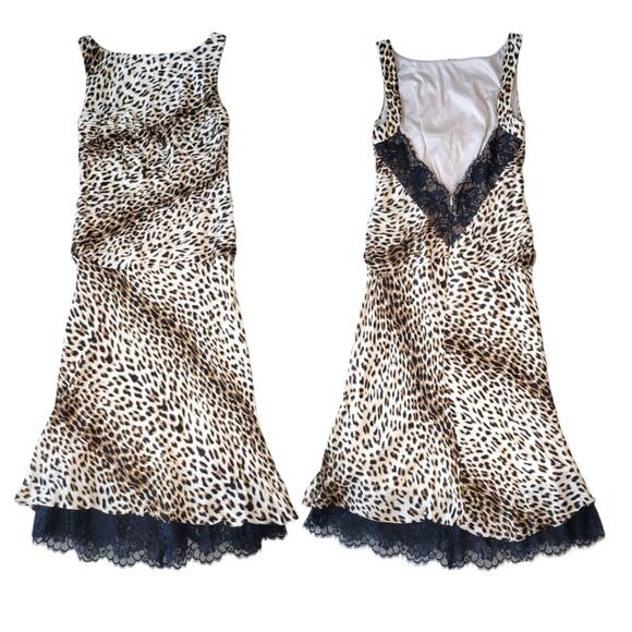 Tadashi Alanna's Cheetah Print Silk Lace Cocktail Dress NWT Size 8 - Picture 1 of 8